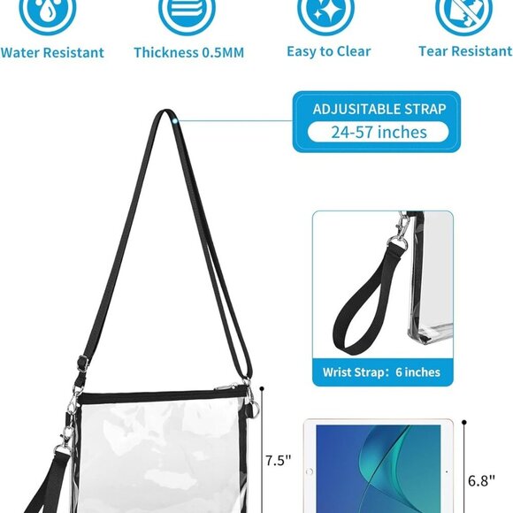 Clear Purse Stadium Approved Clear Bag with Removable Straps for Work Sporting E - Picture 2 of 6